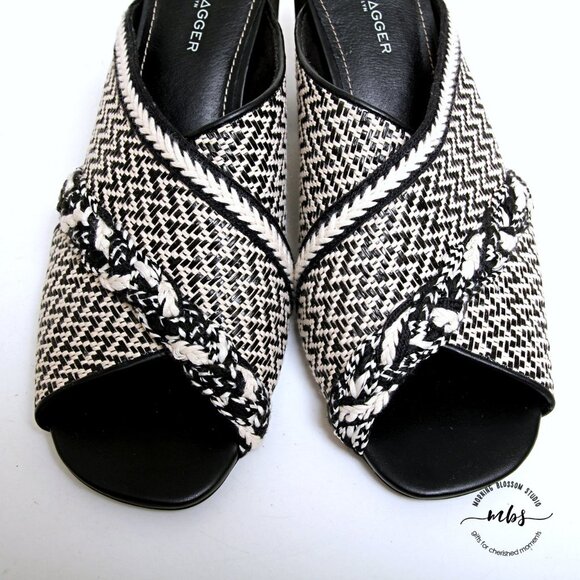 NWT Kelsi Dagger Brooklyn Cosmo Tweed Slide Block Heeled Sandals - Picture 11 of 12